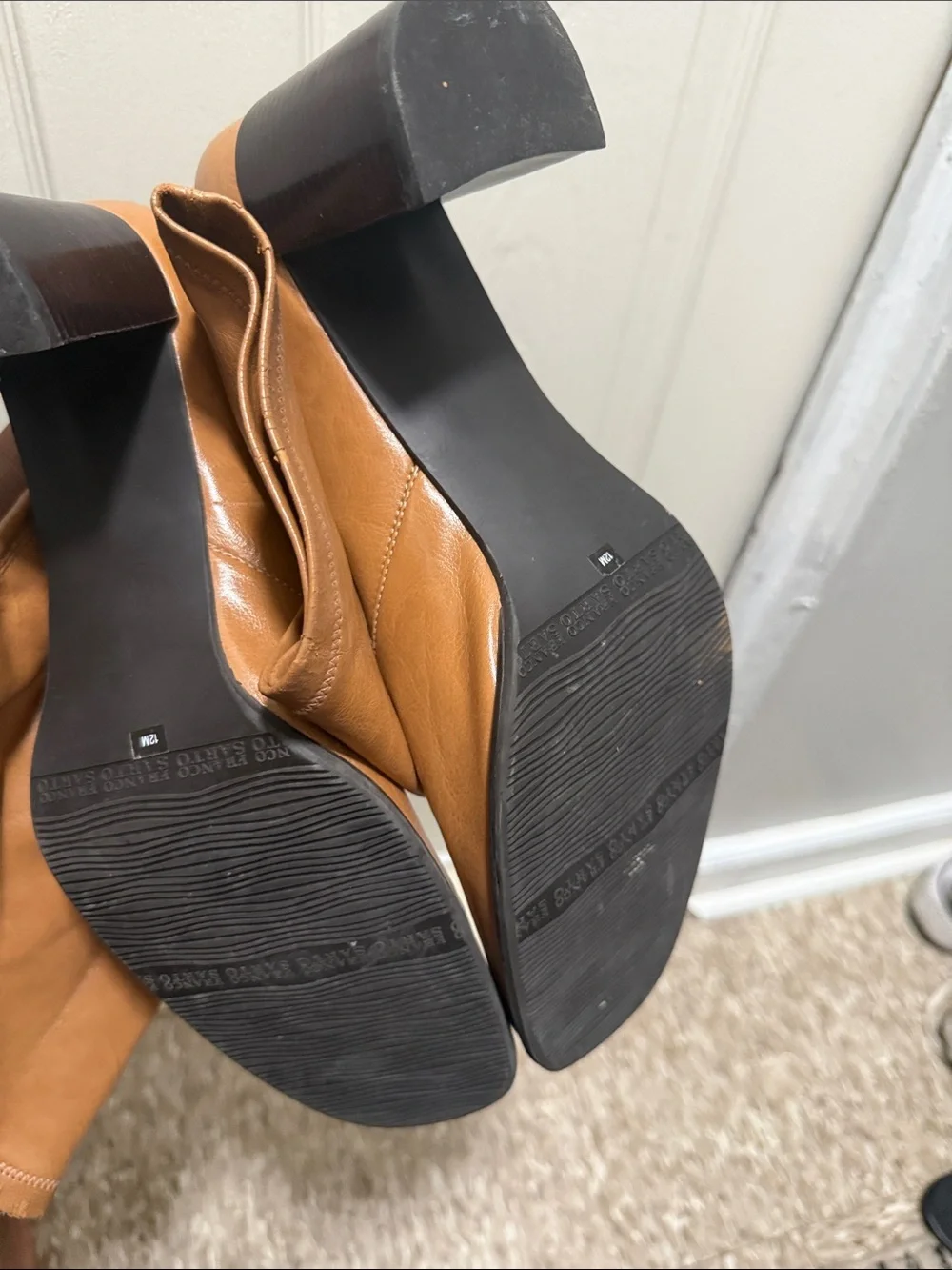 Franco sarto Women's Tall Tan Leather Block Heel Boots
